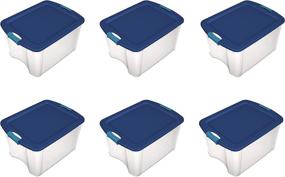 img 4 attached to 🔵 Sterilite 18 Gallon/68 Liter Latch and Carry Storage Containers - True Blue Lid, Clear Base, Blue Aquarium Latches (Pack of 6)