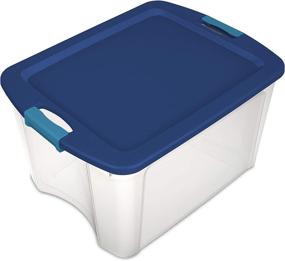 img 2 attached to 🔵 Sterilite 18 Gallon/68 Liter Latch and Carry Storage Containers - True Blue Lid, Clear Base, Blue Aquarium Latches (Pack of 6)