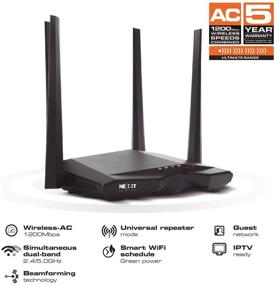 img 1 attached to 📶 Nexxt Solutions Nebula1200 Wireless High Speed AC1200 Dual Band Router with Signal Amplifying Antenna - 1200Mbps Fast Ethernet