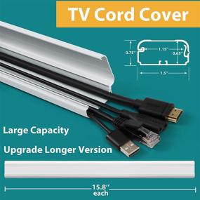 img 3 attached to Спрячьте и организуйте провода с помощью ZhiYo TV Cord Cover (обновленная версия) - кабельного канала для настенного крепления для аккуратной настройки ТВ (белый, 31,5 дюйма)