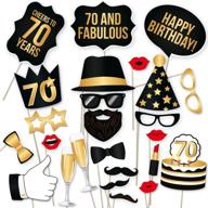 🎉 partygraphix 70th birthday props - premium pack for 70th birthday photo booth | durable props in gold and black (34 pieces) logo