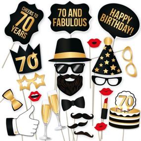 img 4 attached to 🎉 PartyGraphix 70th Birthday Props - Premium Pack for 70th Birthday Photo Booth | Durable Props in Gold and Black (34 Pieces)