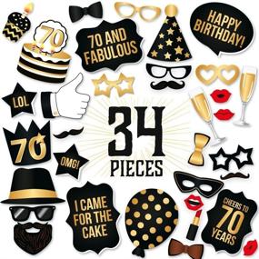 img 3 attached to 🎉 PartyGraphix 70th Birthday Props - Premium Pack for 70th Birthday Photo Booth | Durable Props in Gold and Black (34 Pieces)