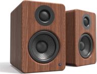 🔊 kanto yu2walnut pc gaming speakers: powerful 100w amplifier, usb dac, subwoofer output - pair of 2 channel desktop speakers with composite drivers and silk dome tweeter logo