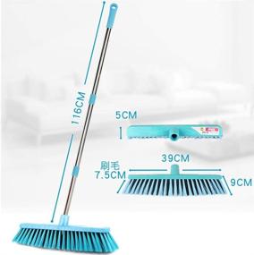 img 3 attached to JEBBLAS 18-Inch Wide Floor Scrub Brush With Long Handle - Commercial Push Broom for Patio, Heavy-Duty Deck Cleaning & Boat Scrubbing - Stiff Outdoor Yard Sweeping Brush - Heavy-Duty Garden Broom Sweeper