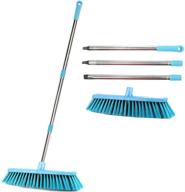 jebblas 18-inch wide floor scrub brush with long handle - commercial push broom for patio, heavy-duty deck cleaning & boat scrubbing - stiff outdoor yard sweeping brush - heavy-duty garden broom sweeper logo