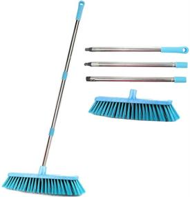 img 4 attached to JEBBLAS 18-Inch Wide Floor Scrub Brush With Long Handle - Commercial Push Broom for Patio, Heavy-Duty Deck Cleaning & Boat Scrubbing - Stiff Outdoor Yard Sweeping Brush - Heavy-Duty Garden Broom Sweeper