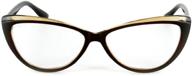 👓 stylish brown two tone cat eye reading glasses +3.00 for women with carrying case included logo