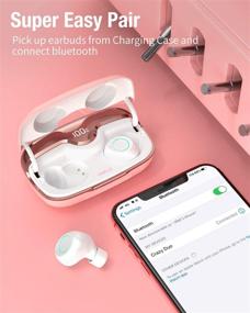 img 3 attached to 🎧 Wireless Earbuds for Small Ears - Rose Gold, iWALK 2500mAH 80H with Built-in Mic, Hi-Fi Stereo Sound, LED Display, Volume Control, Power Bank Feature, Twin & Mono Mode