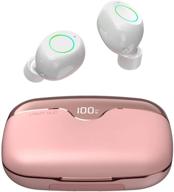 🎧 wireless earbuds for small ears - rose gold, iwalk 2500mah 80h with built-in mic, hi-fi stereo sound, led display, volume control, power bank feature, twin & mono mode logo