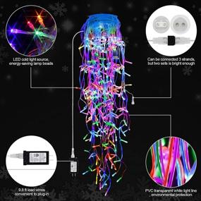 img 3 attached to 🎄 640 LED 65 FT Multicolor Christmas Lights with 120 Drops - Outdoor Plug-In Curtain Fairy Lights for Wedding Party, Holiday, Bedroom, Garden, Patio - 8 Modes of Christmas Decorations - Indoor Use