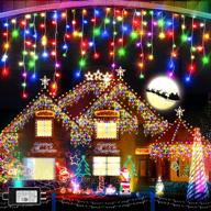 🎄 640 led 65 ft multicolor christmas lights with 120 drops - outdoor plug-in curtain fairy lights for wedding party, holiday, bedroom, garden, patio - 8 modes of christmas decorations - indoor use logo