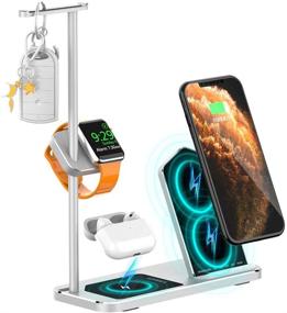 img 4 attached to 🔌 Aojue 4-in-1 Wireless Charger Stand: iWatch 5/4/3/2/1, Airpods, iPhone 11 Pro, Samsung Galaxy S9, Headphones Holder