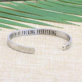img 2 attached to Hidden Message Mantra Cuff Bangle- Inspirational Bracelets for Women, Stainless Steel Friend Encouragement Gift