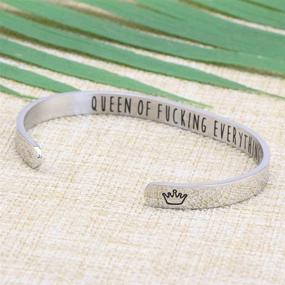 img 3 attached to Hidden Message Mantra Cuff Bangle- Inspirational Bracelets for Women, Stainless Steel Friend Encouragement Gift