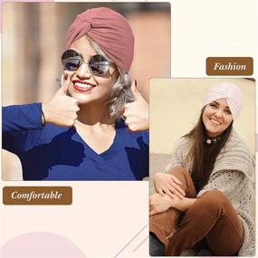 img 2 attached to Stylish SATINIOR 4-Piece Turban Set: Soft Pre-Tied Knot Fashion Headwrap for Women - Variety of Colors!