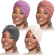 stylish satinior 4-piece turban set: soft pre-tied knot fashion headwrap for women - variety of colors! logo