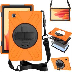 img 4 attached to 🧡 ZenRich Samsung Galaxy Tab A7 10.4 Case 2020 - Premium Protective Tablet Cover with Kickstand, Hand Strap, Shoulder Strap, and Screen Protector - Orange