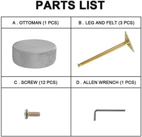 img 2 attached to 🪑 Современный серый бархатный банкетный пуф с золотой металлической ножкой - круглый нормальный дизайн для обивки туалетного столика, бокового столика, кресла и сиденья