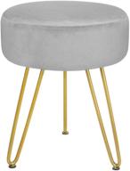 🪑 modern gray velvet footrest stool ottoman with golden metal leg - round-normal design for upholstered vanity, side table, dressing chair, and seat logo