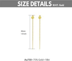 img 2 attached to 💎 Exquisite 18K Real Gold Thin Threader Earrings: Elegant Tassel Dangle Drop Jewelry for Women & Girls