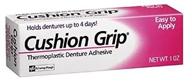 cushion grip denture adhesive - strong hold thermoplastic formula - 1 oz logo