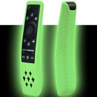 shockproof silicone case for samsung qled 8k 4k tv remote bn59-01312a - soft skin protective cover with anti-slip grip (glow green) logo