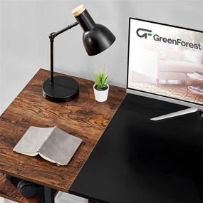 img 1 attached to 🖥️ GreenForest 55-inch Computer Desk with Shelves: Modern Writing, Gaming, and Home Office Workstation for Bedroom Space Saving with Dual Monitor Capability (Brown and Black)