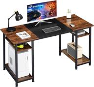 🖥️ greenforest 55-inch computer desk with shelves: modern writing, gaming, and home office workstation for bedroom space saving with dual monitor capability (brown and black) logo