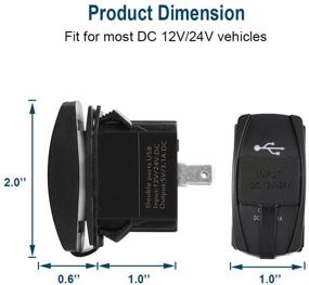 img 3 attached to 🔌 Xislet Universal Rocker Style Dual USB Charger for UTVs, ATVs, Side by Side, and Boats - Fast Charging Port with Blue LED Light for Rocker Switch Panel