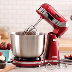 img 3 attached to 🔴 DASH Stand Mixer DCSM250RD: 6 Speed Electric Mixer with 3 qt Stainless Steel Mixing Bowl for Dressings, Frosting, Meringues & More - Red