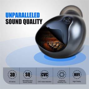 img 3 attached to Беспроводные наушники MusicSnail: настоящий Bluetooth 5.0, сенсорное управление, глубокие басы HiFi, трехмерный стереозвук, шумоподавление, водонепроницаемые, 3200 мАч зарядное устройство, 150 часов воспроизведения, черные