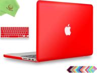 ueswill 2 in 1 red matte hard case with keyboard cover for macbook pro 13 inch retina display (model a1502/a1425, early 2015/2014/2013/late 2012) logo