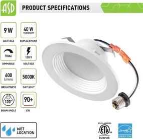 img 3 attached to 🔆 ASD 4 Inch LED Retrofit Recessed Lighting, Baffle Trim, CRI 90, 9W (40W Replacement), Dimmable Ceiling Light, 600 Lumens, 4000K Bright White, Round Downlight, Wet Rated, Energy Star, ETL Listed