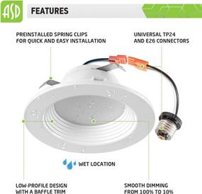 img 1 attached to 🔆 ASD 4 Inch LED Retrofit Recessed Lighting, Baffle Trim, CRI 90, 9W (40W Replacement), Dimmable Ceiling Light, 600 Lumens, 4000K Bright White, Round Downlight, Wet Rated, Energy Star, ETL Listed