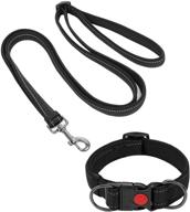 seguros adjustable length dog training leash & collar set: reflective leashes for medium & small dogs - orange logo