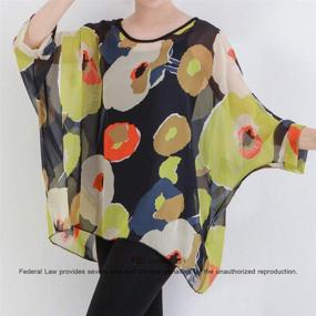 img 1 attached to Stylish Women's Loose Batwing Blouse: Camouflage Printed Chiffon Top for Trendy Kimono Poncho Look, Tunic Kaftan Cover up