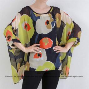img 2 attached to Stylish Women's Loose Batwing Blouse: Camouflage Printed Chiffon Top for Trendy Kimono Poncho Look, Tunic Kaftan Cover up