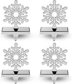 img 4 attached to Sparkling Snowflake Stocking Holder for Fireplace Mantle – Season 4: Perfect Stocking Hangers for Hanging Stockings | Sturdy Christmas Decor Essential