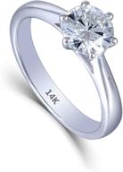 💍 doveggs 1ct heart arrows cut moissanite engagement ring - 14k white gold, g-h-i color, 6.5mm - women's solitaire ring logo