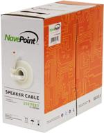 🔊 navepoint 250ft cl2 rated audio speaker cable wire: 14/2 awg gauge, 2 conductor bulk white logo