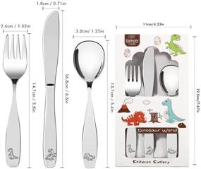 img 3 attached to 🦖 Lehoo Castle Kids Silverware Stainless Steel 6 Piece - Dinosaur World Toddler Spoons and Forks Knife Set: High-Quality Metal Kids Cutlery for Self Feeding