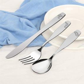 img 1 attached to 🦖 Lehoo Castle Kids Silverware Stainless Steel 6 Piece - Dinosaur World Toddler Spoons and Forks Knife Set: High-Quality Metal Kids Cutlery for Self Feeding