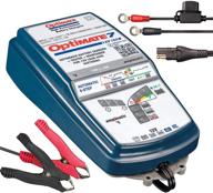 💪 powerful and efficient: tecmate optimate 7 ampmatic tm-255v2 9-step 12v 10a sealed battery saving charger & maintainer logo