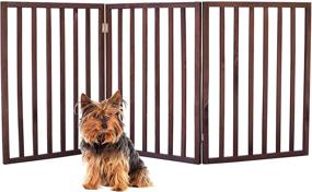 img 1 attached to 🐾 Extra Wide Brown Folding Pet Gate from Jobar Pet Parade