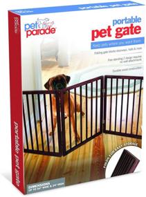 img 4 attached to 🐾 Extra Wide Brown Folding Pet Gate from Jobar Pet Parade