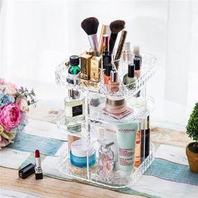 img 3 attached to 💎 Revamp Your Vanity with the 360-Degree Rotating Makeup Organizer: Adjustable, Spacious, and Stylish Diamond Pattern Cosmetic Storage Box