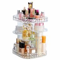 💎 revamp your vanity with the 360-degree rotating makeup organizer: adjustable, spacious, and stylish diamond pattern cosmetic storage box logo