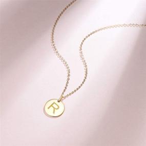 img 2 attached to 🌟 FANCIME 14K Solid Gold Initial Necklace - Small, Cute Coin Monogram Letter Necklace - Dainty Fine Jewelry for Women - 18” Chain Length - 13mm Pendant Diameter