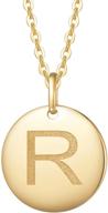 🌟 fancime 14k solid gold initial necklace - small, cute coin monogram letter necklace - dainty fine jewelry for women - 18” chain length - 13mm pendant diameter logo